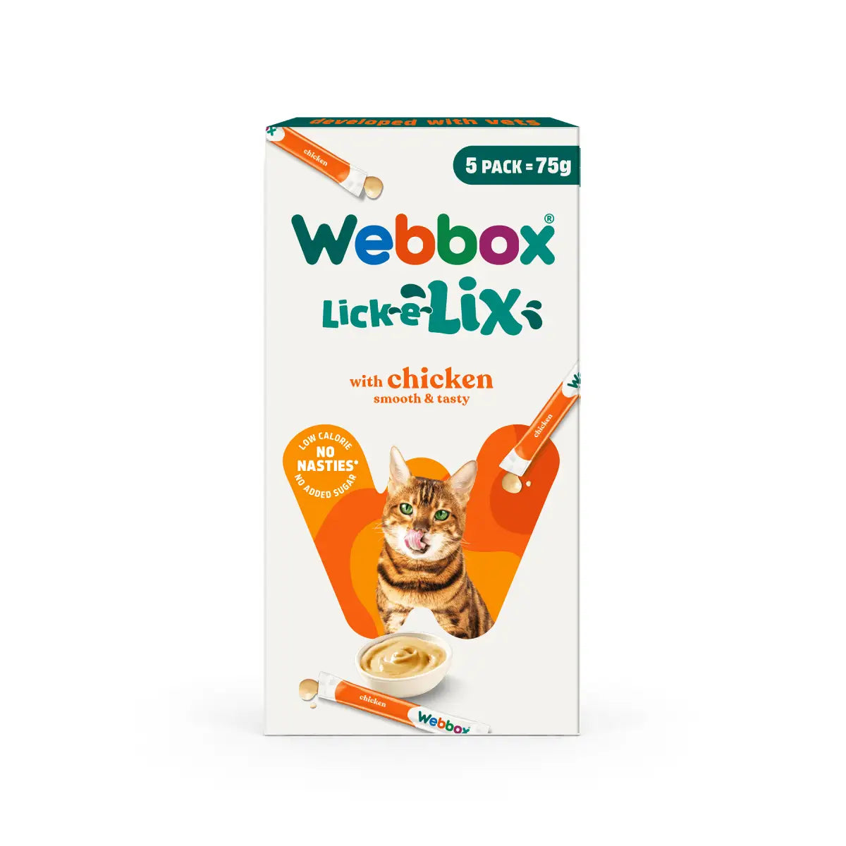 Webbox Lick-e-Lix Chicken Cat Treats 75g - Case of 10