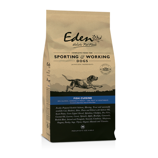 Eden 80/20 Fish Cuisine Sporting & Working Dog Food 15kg Small Kibble