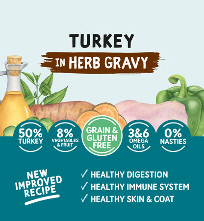 Naturo Cans Adult Dog Grain & Gluten Free Turkey in a Herb Gravy 12 x 390g