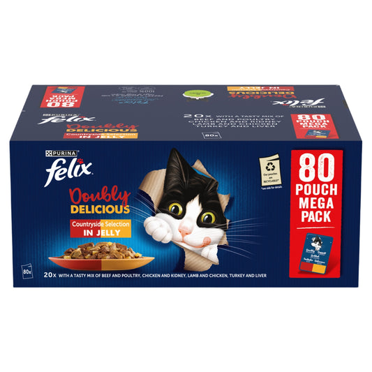 Felix 'As Good as it Looks' Cat Pouch - Doubly Delicious Countryside Selection 80 x 85g