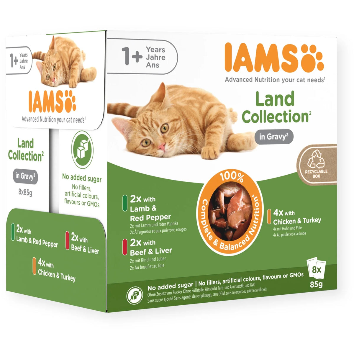 IAMS Wet Cat Food Delights Adult Land Collection in Gravy 8 x 85g