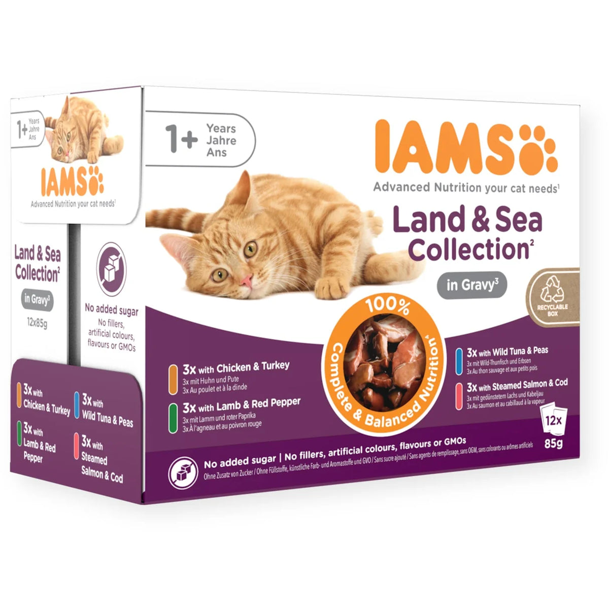 IAMS Wet Cat Food Delights Delights Adult Land & Sea Collection in Gravy 8 x 85g