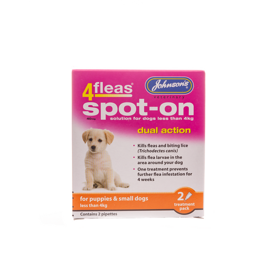 Johnson's Veterinary 4-Fleas Puppy & Small Dog Spot-On Drops 2 Pipettes
