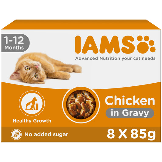IAMS Wet Food Kitten with Chicken in Gravy 8 x 85g