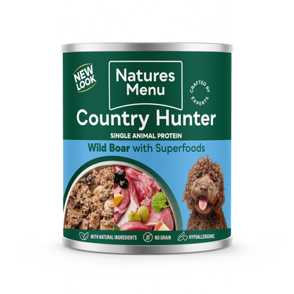 Country Hunter Dog Food Wild Boar With Superfoods Can 6 x 600g