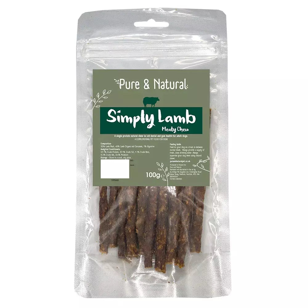 Pure & Natural Meat Sticks Lamb 100gm