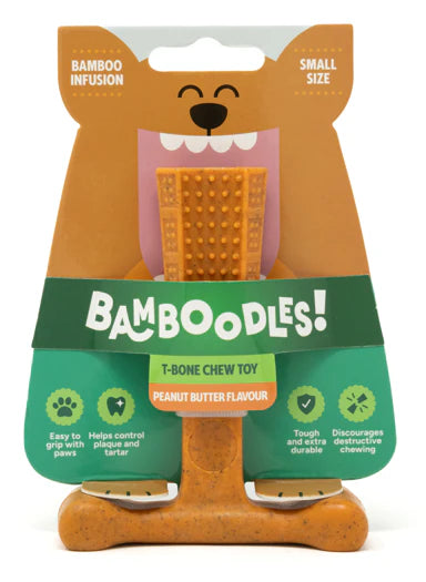 Bamboodles T-Bone Chew Toy For Dogs Peanut Butter Flavour