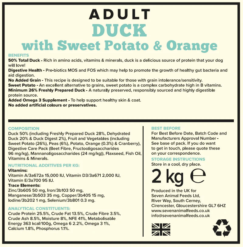 Seven Dog - Adult Grain Free Duck with Sweet Potato & Orange