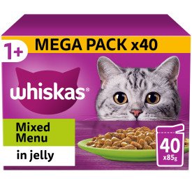 Whiskas Pouch 1+ Mixed Menu in Jelly 85g MEGA 40 Pack