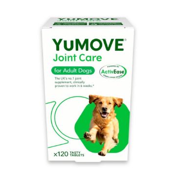 Box of Yumove Joint Care for adult dogs on a white background