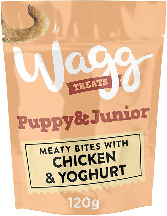 Wagg Puppy & Junior Treats - Chicken & Yoghurt Meaty Bites 120g - Pack of 7