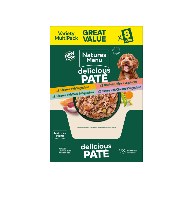 Natures Menu Adult Pate Pouch Multipack Complete Dog Food 8 x 300g