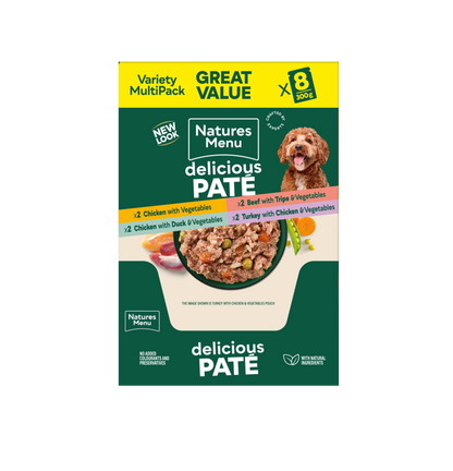 Natures Menu Adult Pate Pouch Multipack Complete Dog Food 8 x 300g
