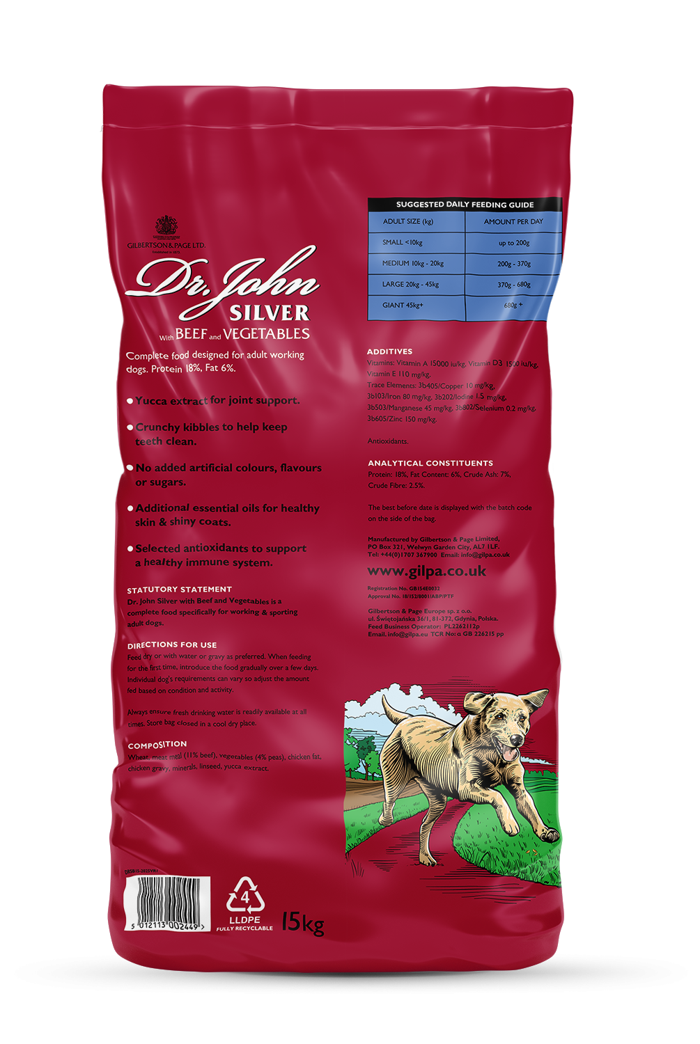 Dr John Silver with beef and vegetables 15kg