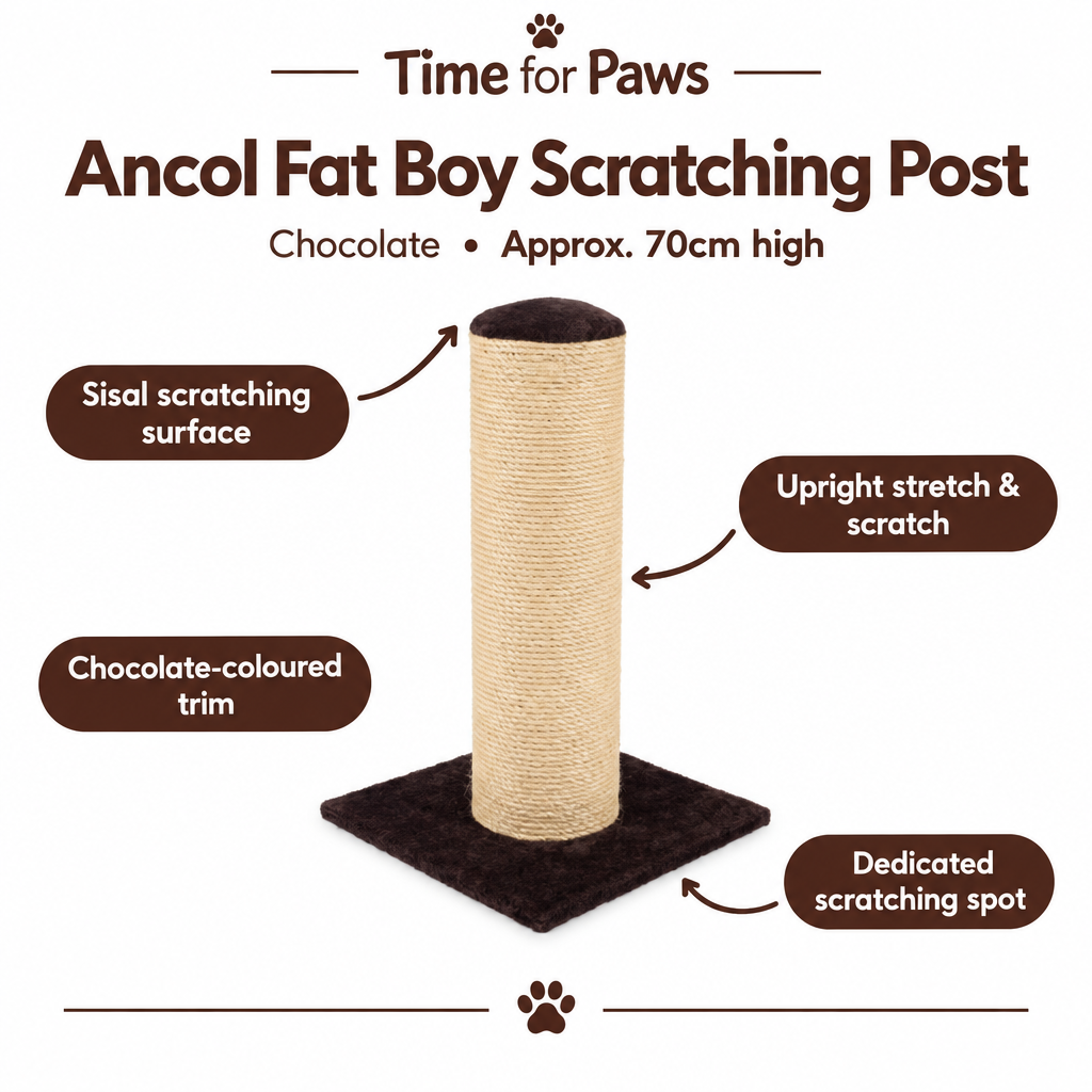 Ancol Fat Boy Chocolate scratching post infographic