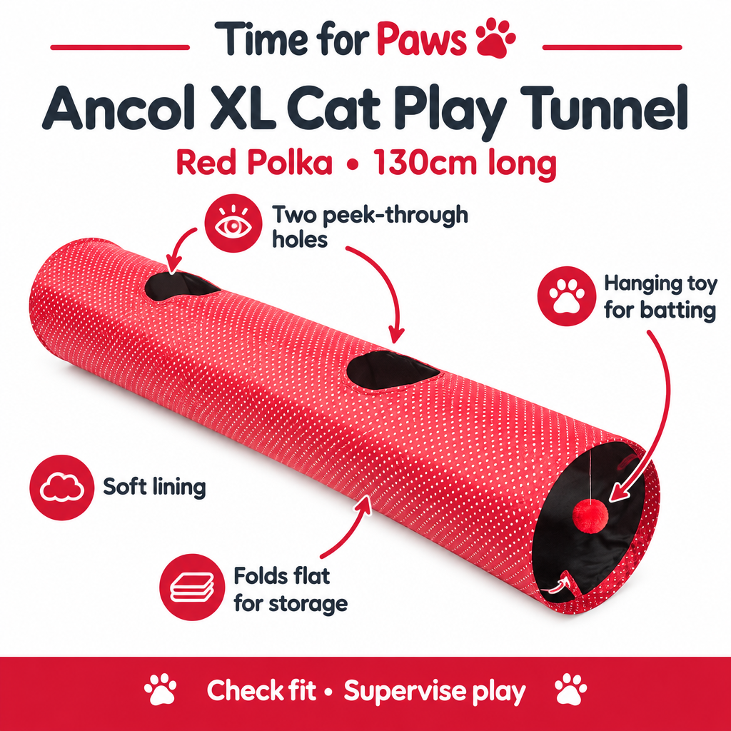 Ancol XL Red Polka Cat Tunnel infographic