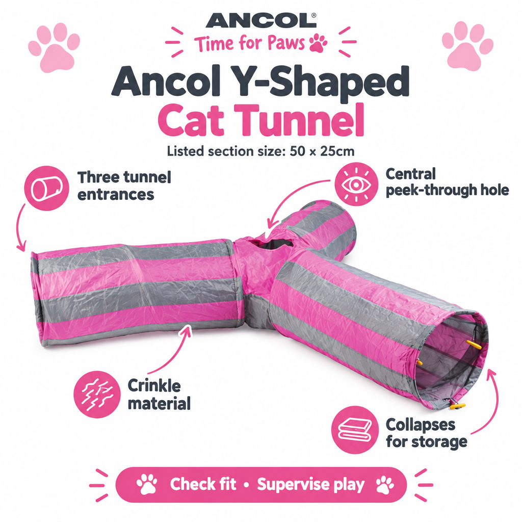 Ancol Y-Shaped Cat Tunnel infographic