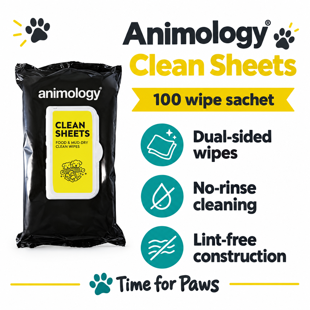 Animology Clean Sheets 100 wipe sachet infographic