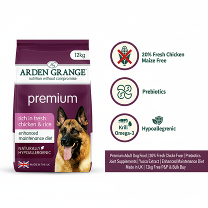 Arden Grange Premium Adult Rich in Fresh Chicken & Rice Infographic