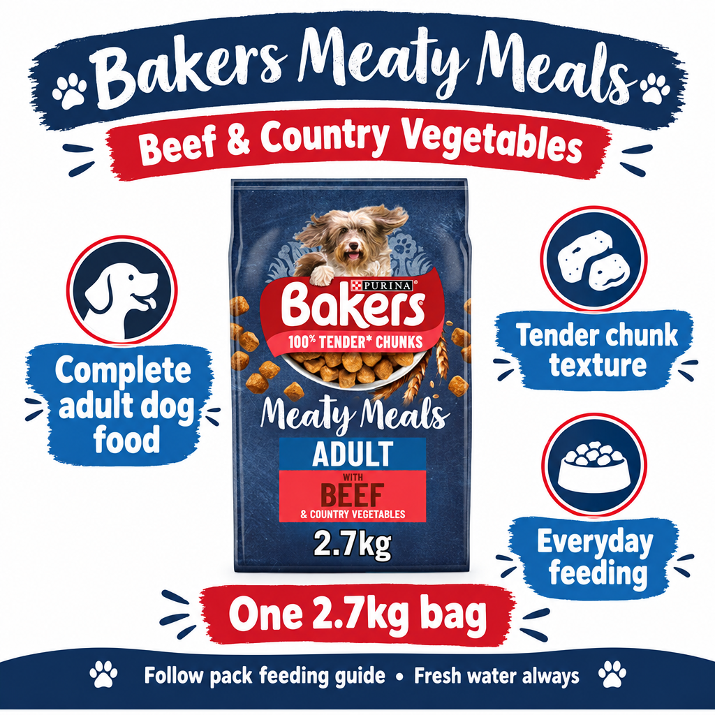 Bakers Meaty Meals Beef 2.7kg infographic