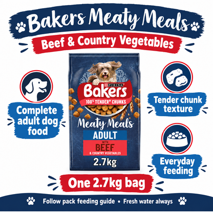 Bakers Meaty Meals Beef 2.7kg infographic