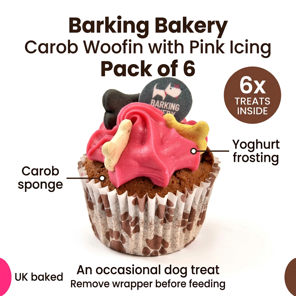 Barking Bakery pink carob Woofin infographic