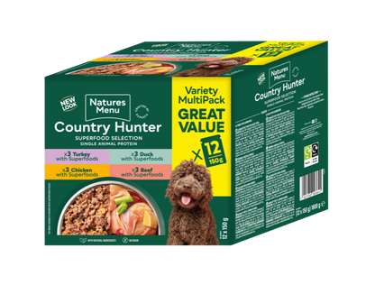 Country Hunter Dog Pouch Superfood Selection 36 x 150g (3 PACKS OF 12)