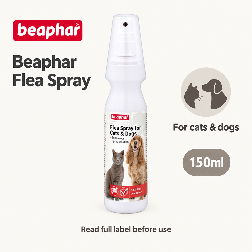 Beaphar Flea Spray 150ml infographic