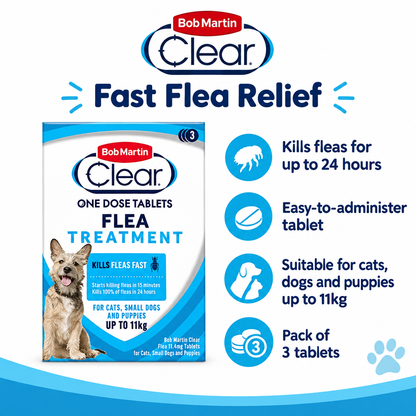 Bob Martin Clear Flea Tablets for Dogs and Puppies infographic