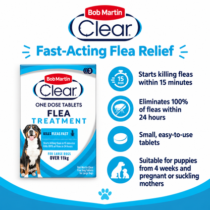 Bob Martin Clear Flea Tablets for Large Dogs infographic