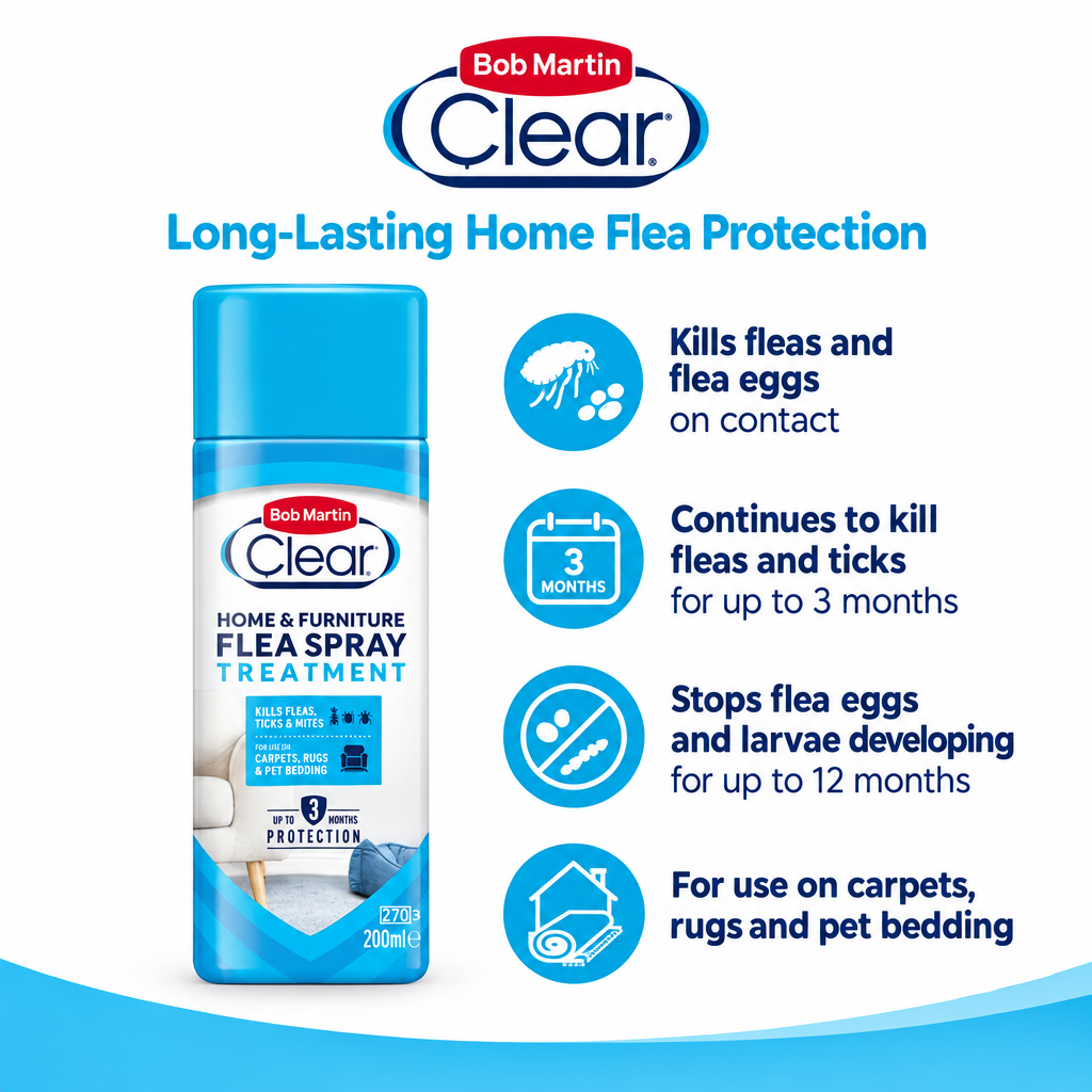 Bob Martin Clear Flea & Tick Repellent Spray infographic