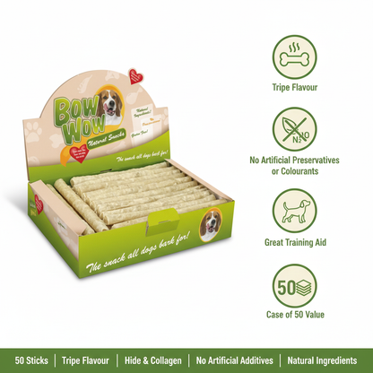 Bow Wow Natural Sticks Tripe Flavour Infographic
