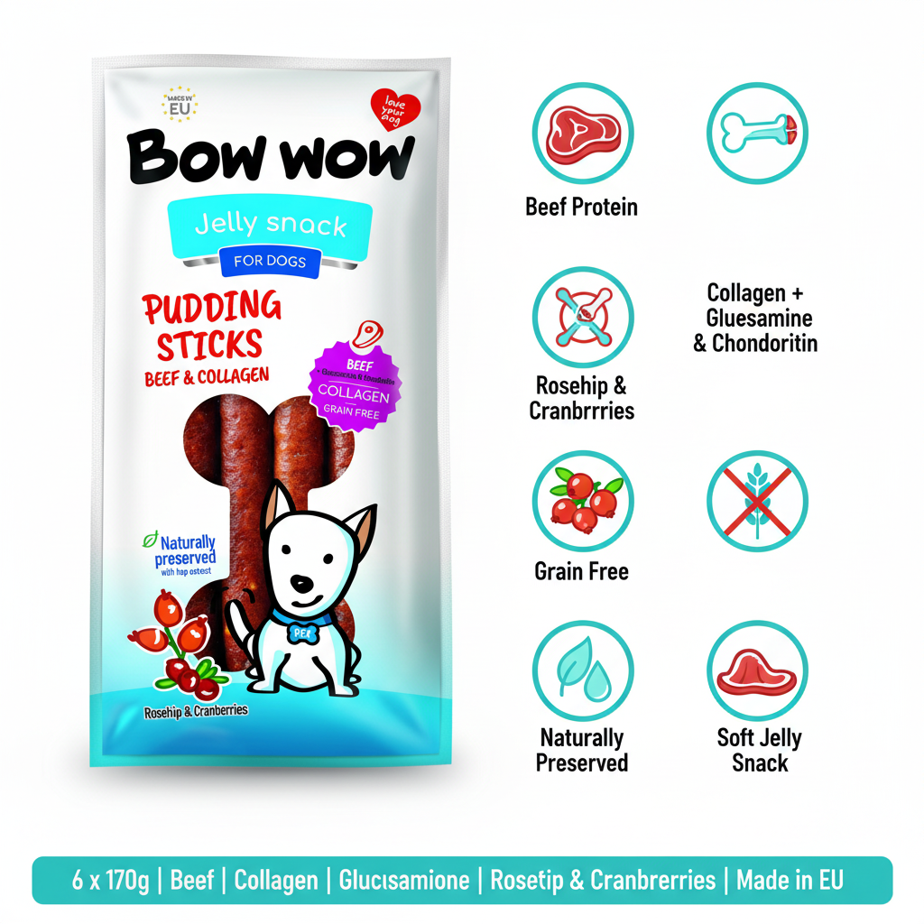 Bow Wow Pudding Stick Beef Collagen Infographic