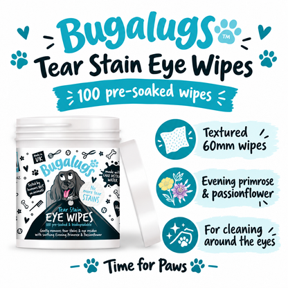 Bugalugs Tear Stain Eye Wipes 100 pack infographic