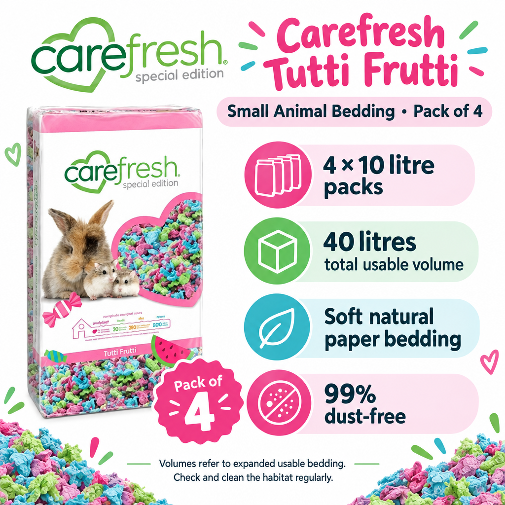 Carefresh Tutti Frutti bedding four-pack infographic