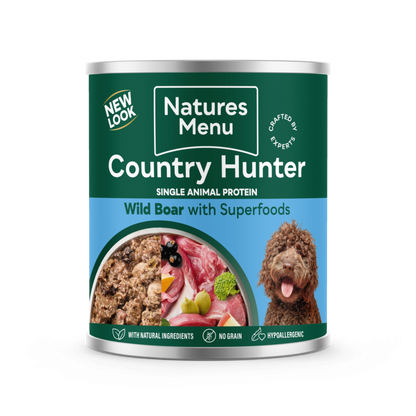 Country Hunter Dog Food Wild Boar With Superfoods Can 6 x 600g