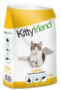 A package of Kittyfriend Classic White Cat Litter 30 Litre with an image of a white cat on the front.