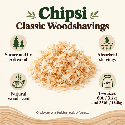 Chipsi Classic Woodshavings feature infographic