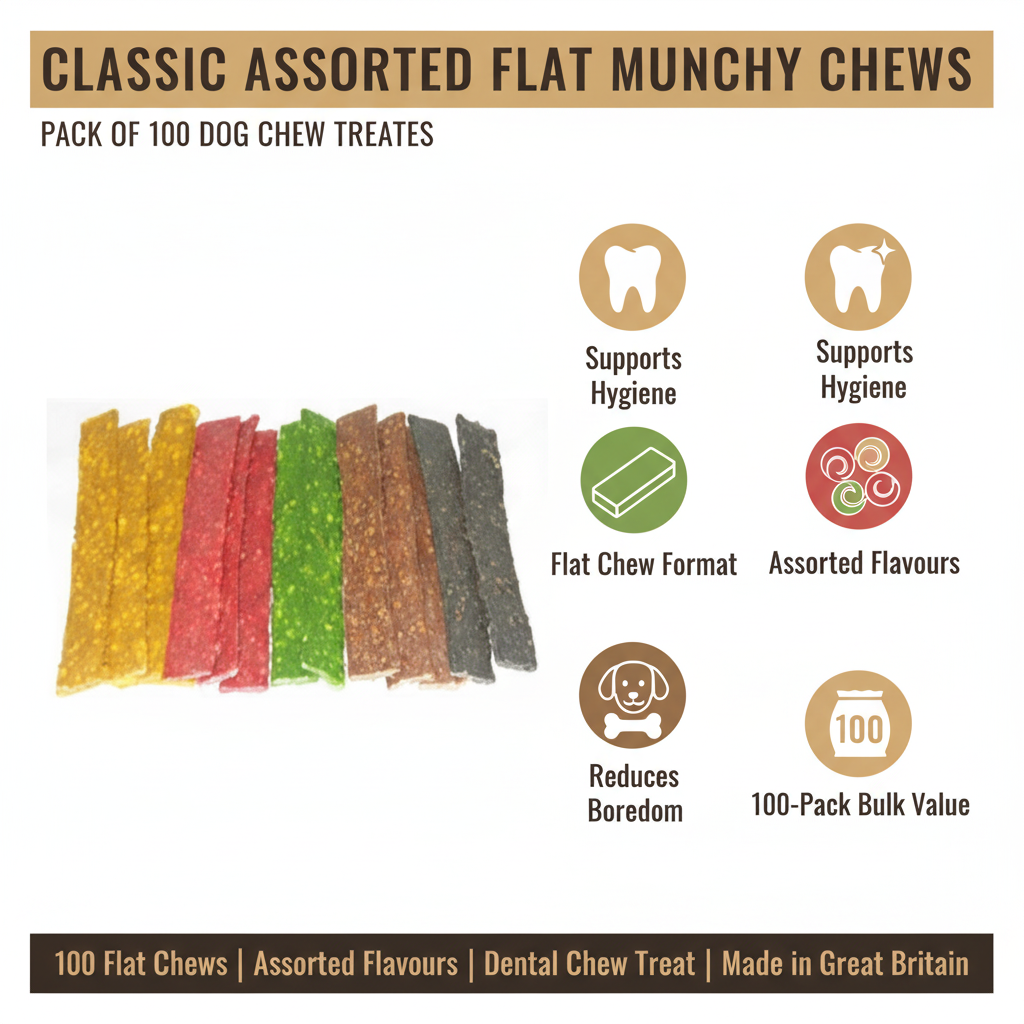 Classic Assorted Flat Munchy Chews 100-Pack Infographic