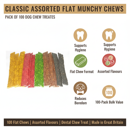 Classic Assorted Flat Munchy Chews 100-Pack Infographic