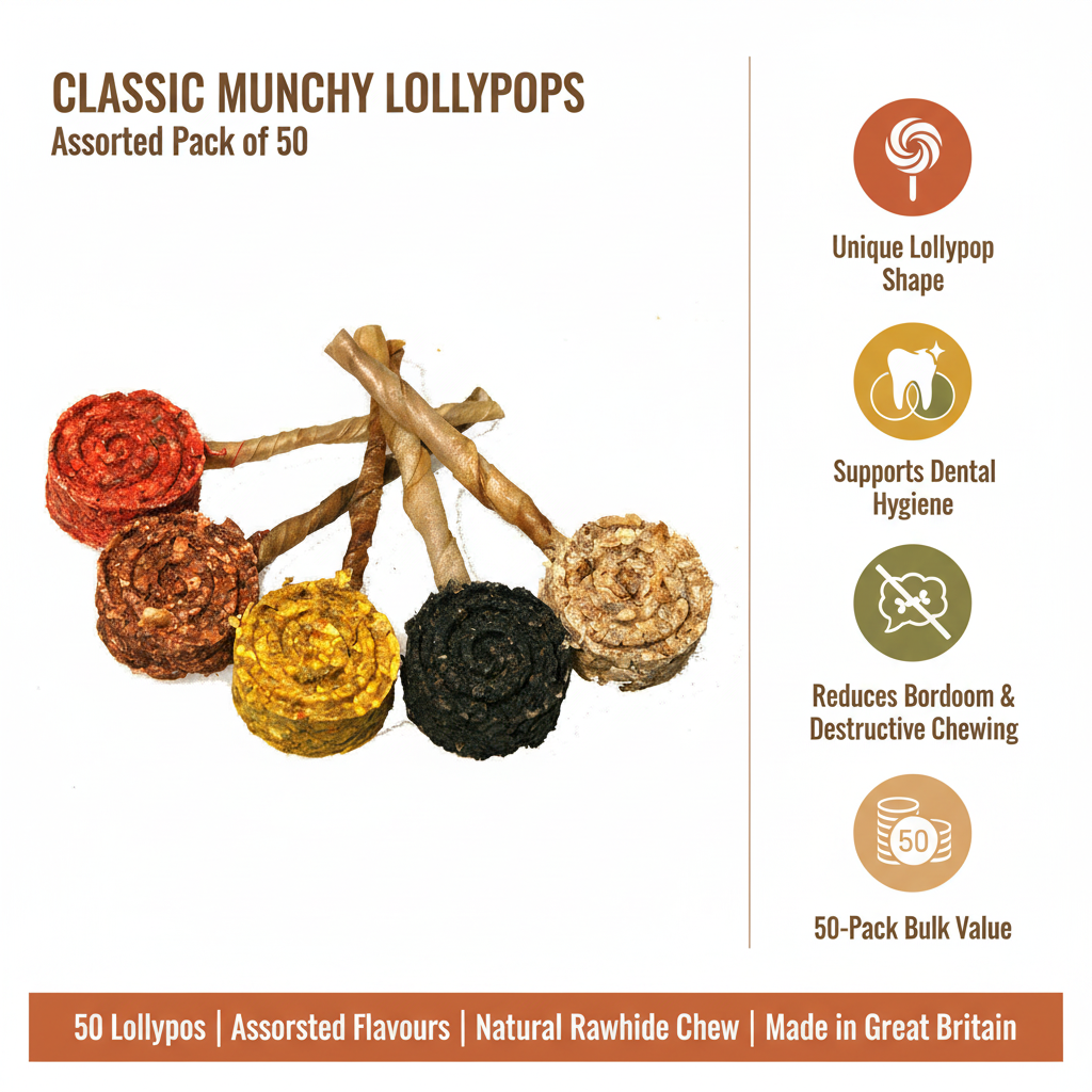 Classic Munchy Lollypops Assorted 50 Pack Infographic