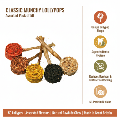 Classic Munchy Lollypops Assorted 50 Pack Infographic