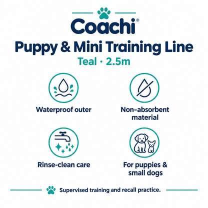 Coachi Puppy & Mini Waterproof Training Line infographic