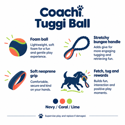 Coachi Tuggi Ball Navy/Coral/Lime infographic