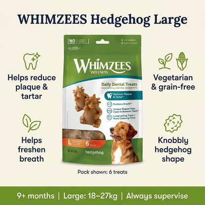 Corrected WHIMZEES Hedgehog Large infographic