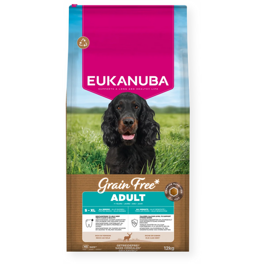 Eukanuba Grain Free Adult All Breed Rich in Venison 12kg - Buy 2 Bags Save 5%