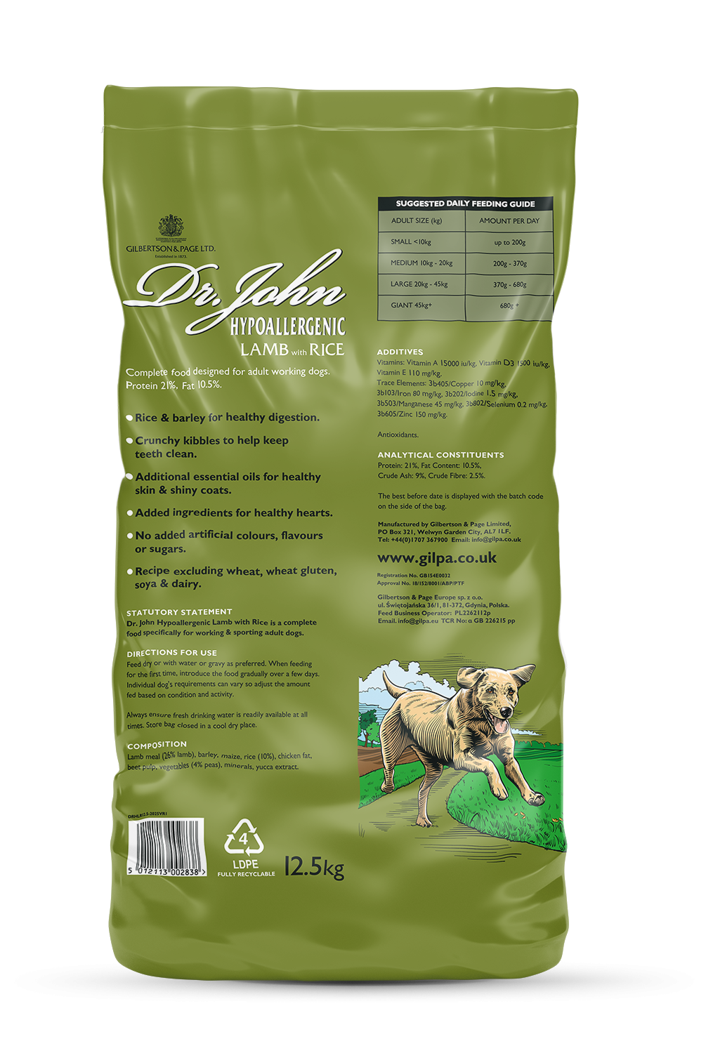 Dr John Hypoallergenic lamb with rice and vegetables 12.5kg - Buy 2 Bags Save 5%