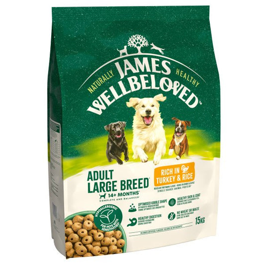James Wellbeloved Adult Large Breed Turkey & Rice 15kg -  Free P&P