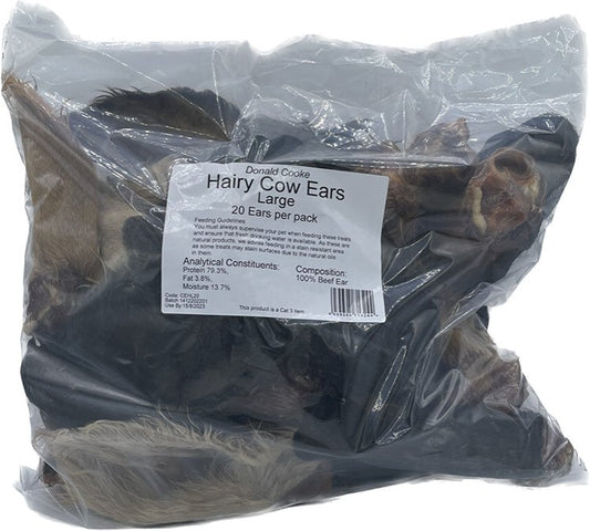 K9 Chew Co. Hairy Cow Ears Large Pack of 20