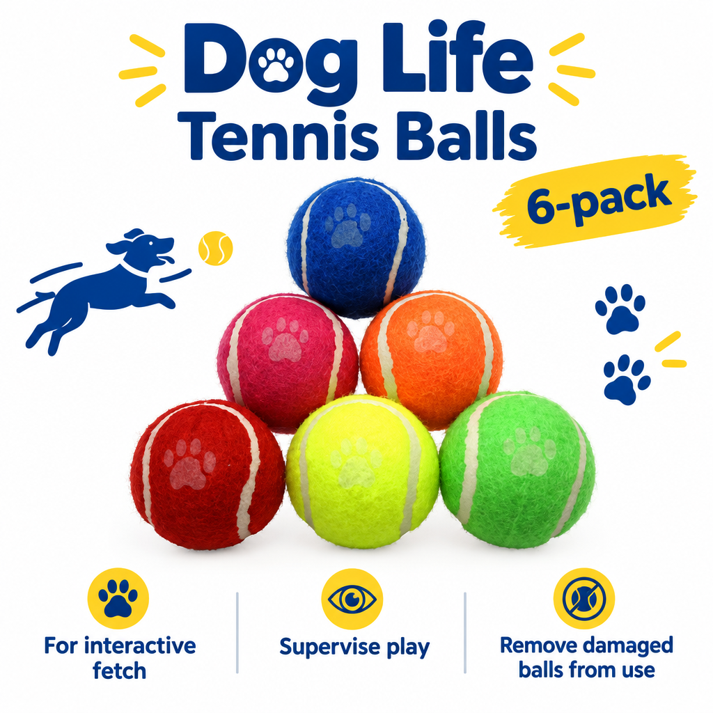 Dog Life Tennis Balls 6-Pack infographic draft